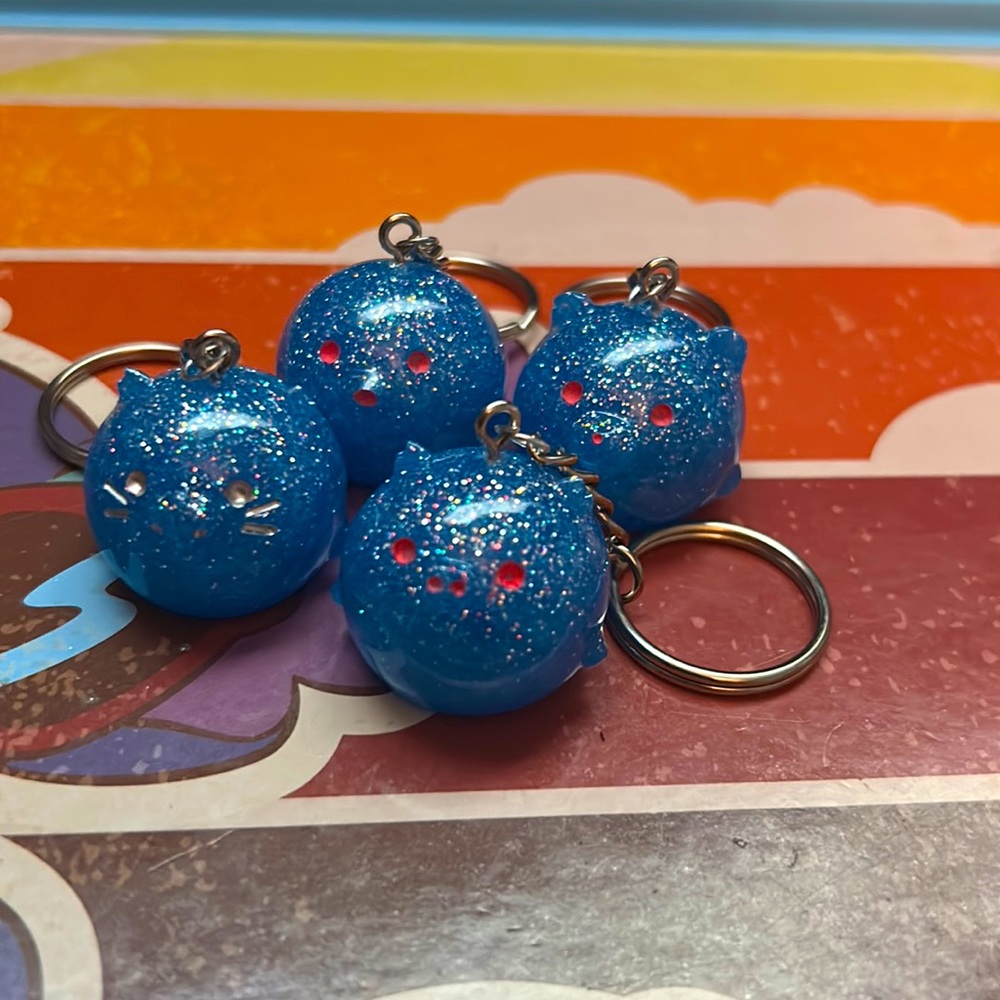 Mirror finish Animal keychains Blue set